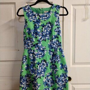 Sleeveless Green/Blue Floral J Crew Sheath Dress Size 4- Fully Lined